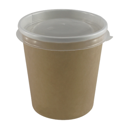 Супница 340 мл с ПП крышкой d 94 мм (комплект), крафт