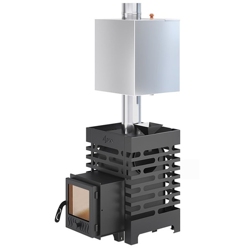 Печь для бани ASTON 12 стекло с баком на трубе 50л Ø115 (AISI 439)