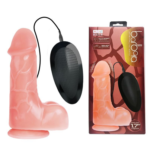 Baile Barbara 17,5 см – вибратор-реалистик на присоске с пультом, телесный