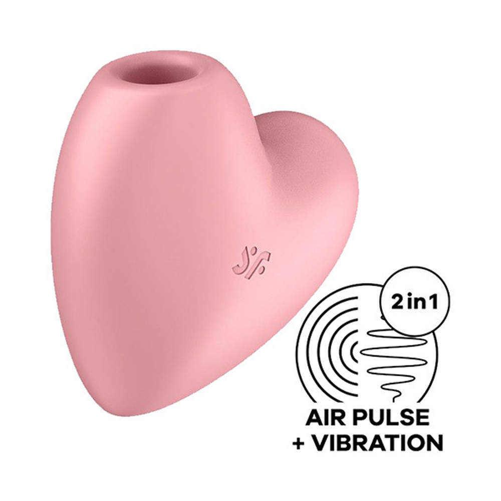 Розовый вибромассажер 7,5см с вакуум-волновой стимуляцией Satisfyer Cutie Heart J2018-276-1
