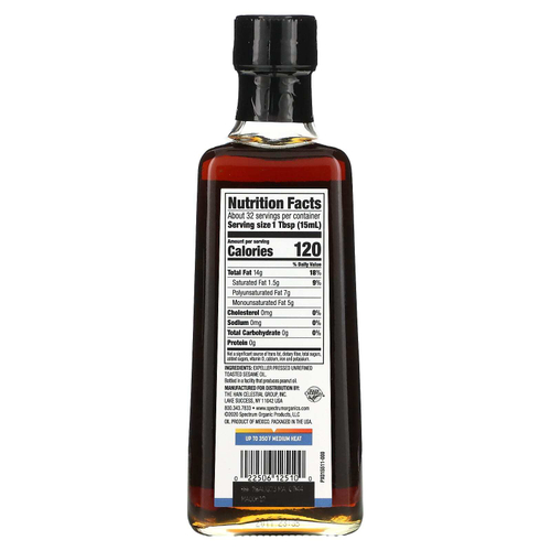 Spectrum Culinary, Поджаренное кунжутное масло, нерафинированное, 473 мл (16 жидких унций)