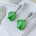 LEFIREL' Серьги серебряные женские "Тирия" с цветами из муранского стекла / ювелирные украшения из родированного серебра 925