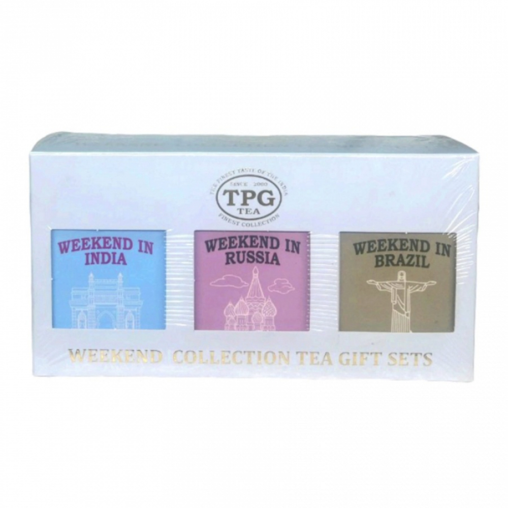 TPG Weekend Collection Tea Gift set 3 in 1 India Russia Brazil Подарочный набор чая Уикэнд Коллекция 150г