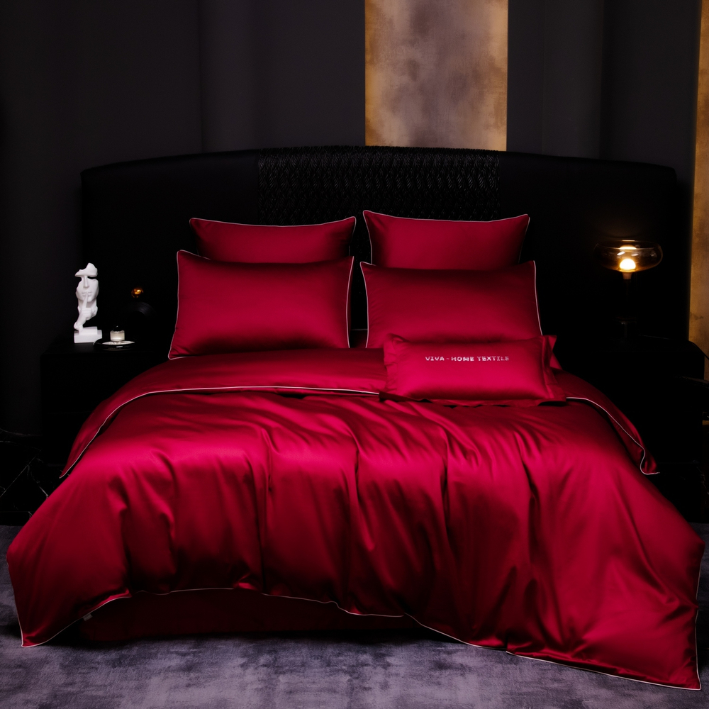 КПБ Однотонный Сатин Премиум на резинке OCPR013, 2 спальный, 4 наволочки, простынь 160*200*30