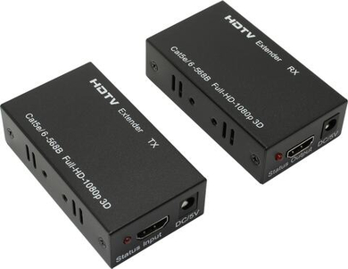 Удлинитель HDMI по «витой паре» (HDMI 19F -> RJ45 -> HDMI 19F, до 60м) +б.п.