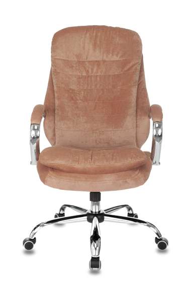 Кресло руководителя Бюрократ T-9950SL Fabric светло-коричневый Velvet 90 крестов. металл хром