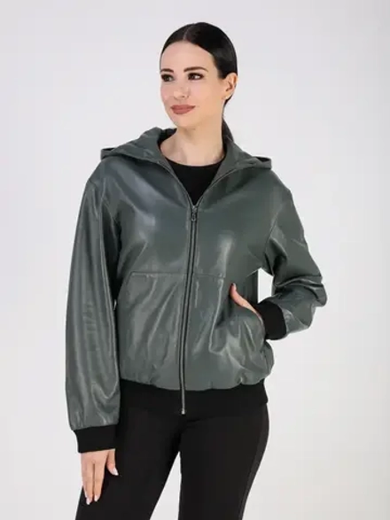 Кожаная куртка демисезонная с капюшоном