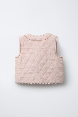 ZARA ЖИЛЕТ С ТЕКСТУРНОЙ ВЫШИВКОЙ «ЦВЕТЫ», ЦВЕТ РОЗОВОГО ДЕРЕВА