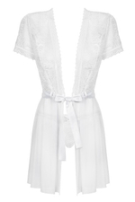 Белоснежный пеньюар с кружевным верхом с пояском Swanita Robe SM (42-44) (Цвет: белый)