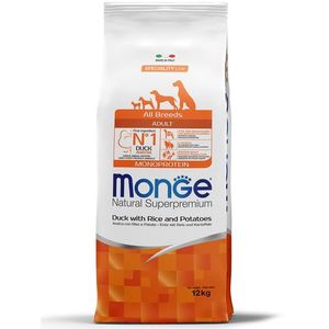 Сухой корм Monge Dog Speciality Line Monoprotein для взрослых собак всех пород, из утки с рисом и картофелем