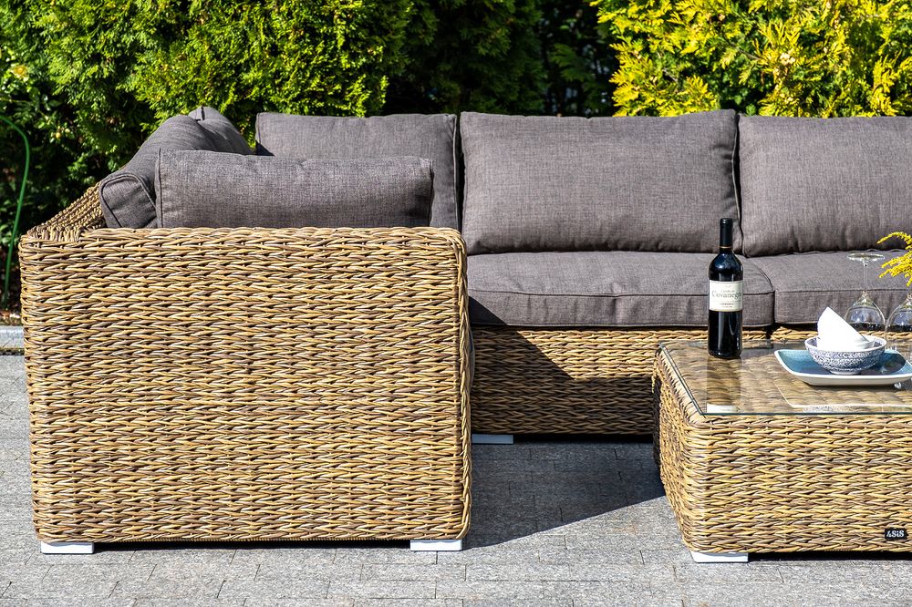 "Лунго" трансформирующаяся лаунж-зона из искусственного ротанга (гиацинт), цвет соломенный