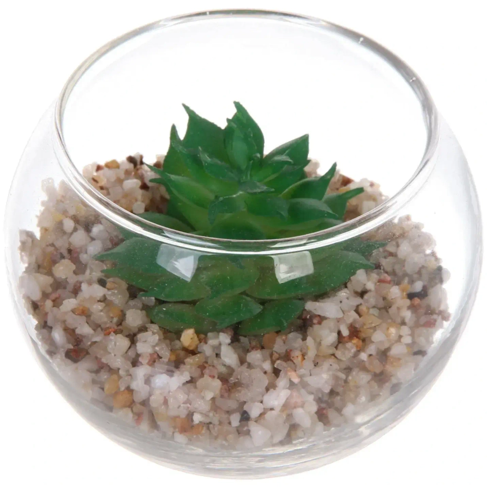 Цветок искусственный «Суккулент» 6,5*5,5см в стеклянном горшке