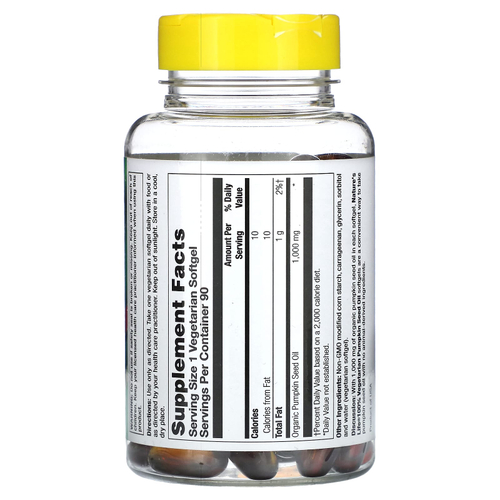 Nature's Life, тыквенное масло, 90 вегетарианских капсул (1000 мг в 1 капсуле)