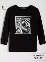 Черный лонгслив рукав три четверти