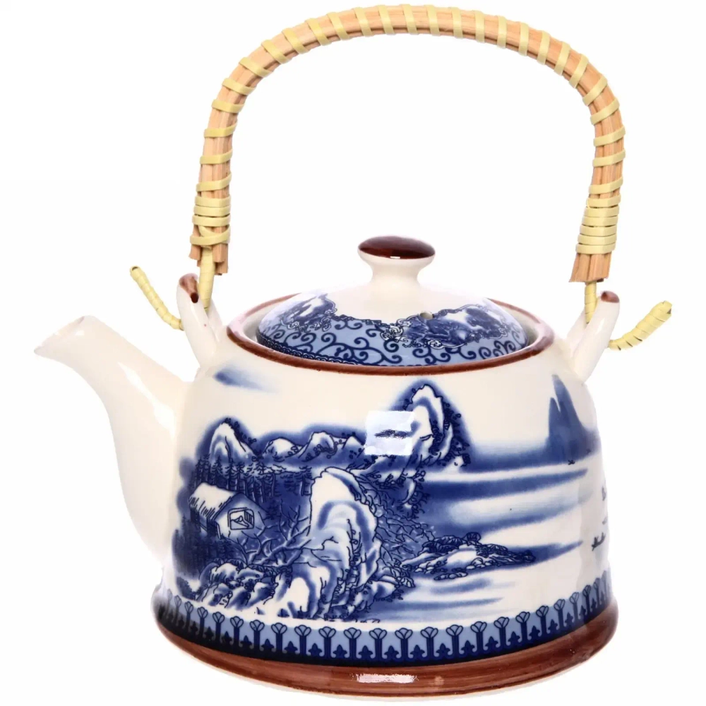 Чайник заварочный керамический 700мл с ситом «Зимний пейзаж»