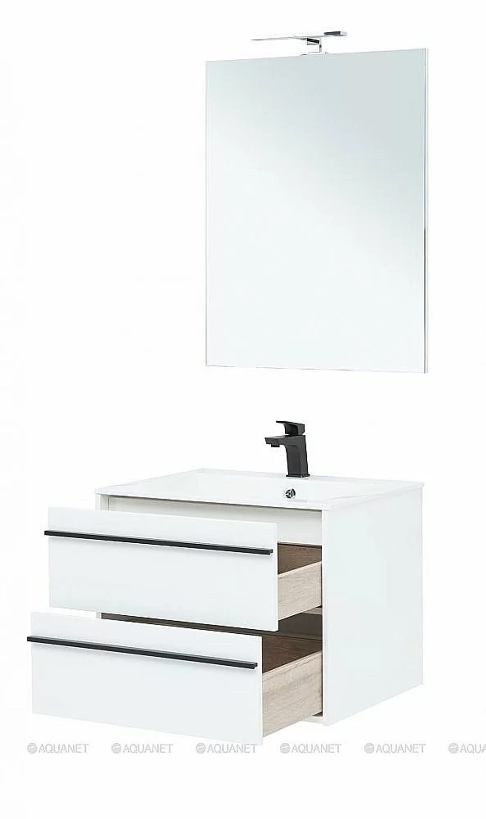 Тумба с раковиной Aquanet Lino 70 белый матовый
