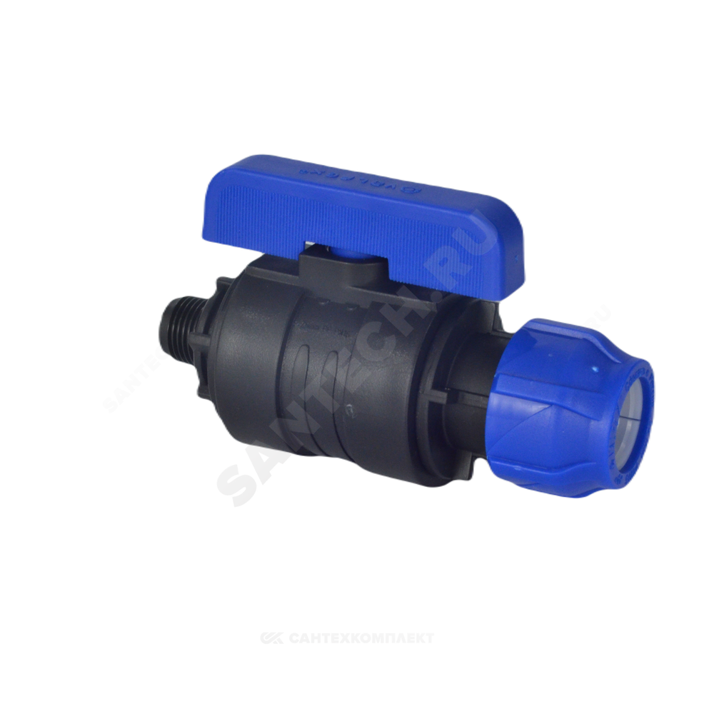 Кран шаровой компрессионный ПЭ Дн 25х1/2" НР Ру16 VALFEX 1210012625012