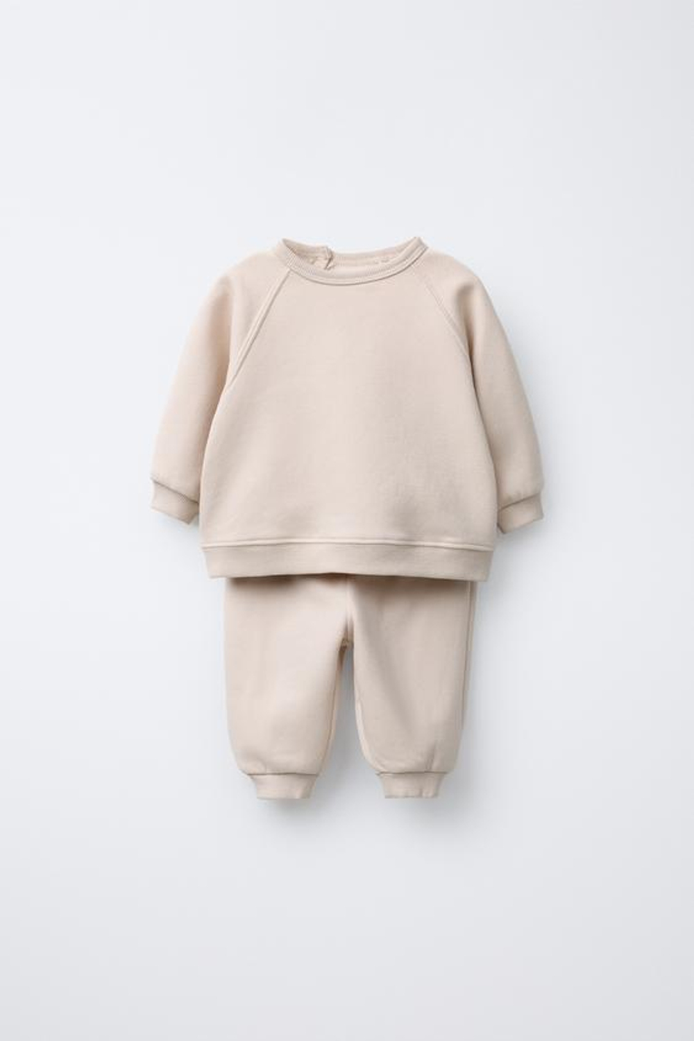 ZARA КОМПЛЕКТ: ТОЛСТОВКА И БРЮКИ-ДЖОГГЕРЫ С ВНУТРЕННИМ НАЧЕСОМ, СВЕТЛО-БЕЖЕВЫЙ