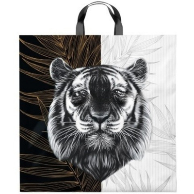 Пакет с петлевой ручкой ПВД 44х44 (70 мкм) "Тигр" (25/250 шт.) Интерпак