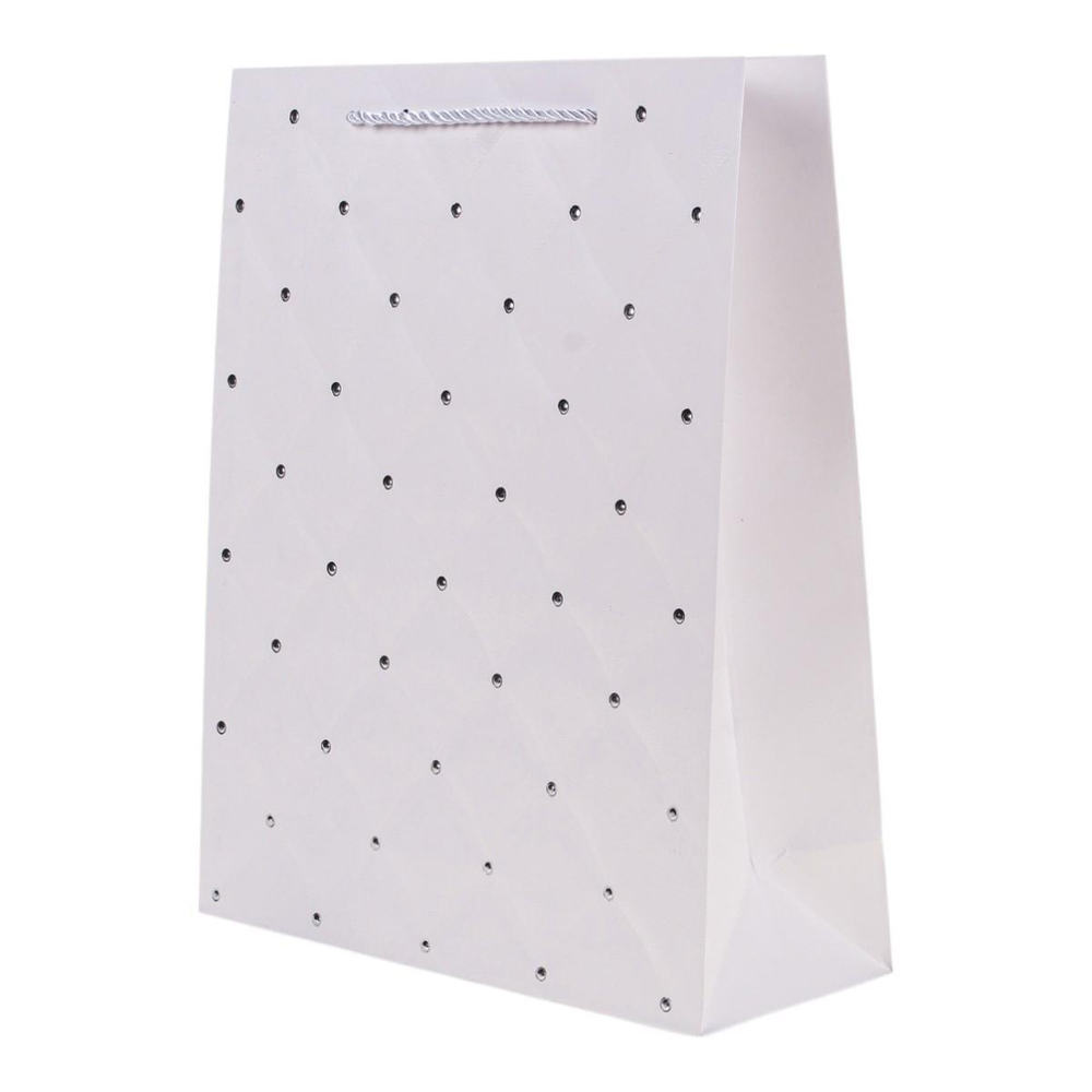 Пакет подарочный "Diamond" 26*32*10см, тиснение серебром,ручки-шнурок,4 цв.микс