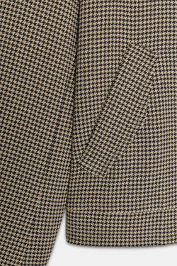 ZARA БОМБЕР В ГУСИНУЮ ЛАПКУ С ПОДПЛЕЧНИКАМИ, ЧЕРНЫЙ/КОРИЧНЕВЫЙ