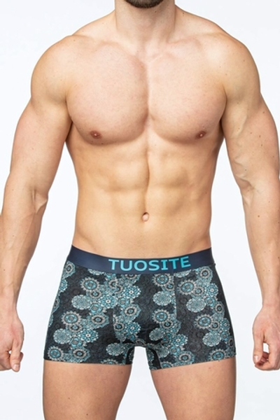 Мужские трусы-боксеры с узором в виде мандалы (Размер: M) (Цвет: серый с голубым)
