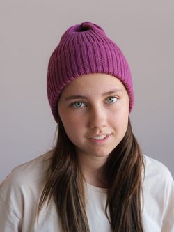Шапка вязаная-резинка весенняя/осенняя КЭП(Брусника)