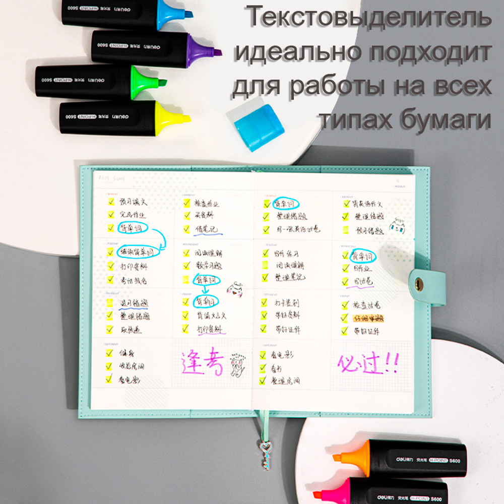 Текстовыделитель DELI "S600" 1-5 мм, желтый