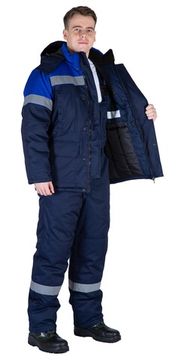 Костюм зимний "Байкит" с полукомбинезоном, т.синий/васильковый