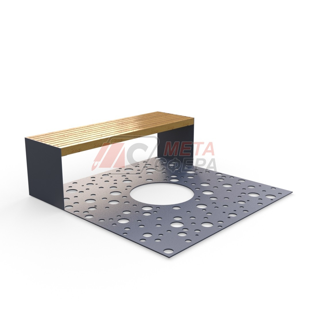 Приствольная решётка квадрат со скамейкой