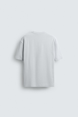 ZARA ФУТБОЛКА RELAXED FIT INTERLOCK, СВЕТЛО-СЕРЫЙ