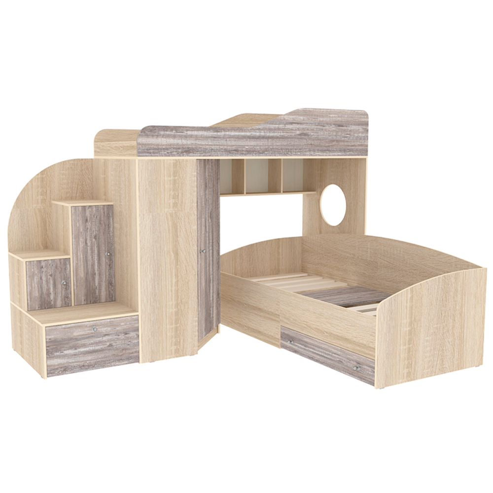 Кровать-чердак КарИВи Кадет 2 Дуб Сонома Бетон