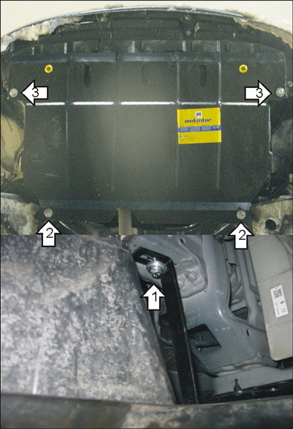 Усиленная защита Motodor картера двигателя, кпп. 2 мм, сталь. для Toyota Yaris 2005-2009, Ractis арт.02527
