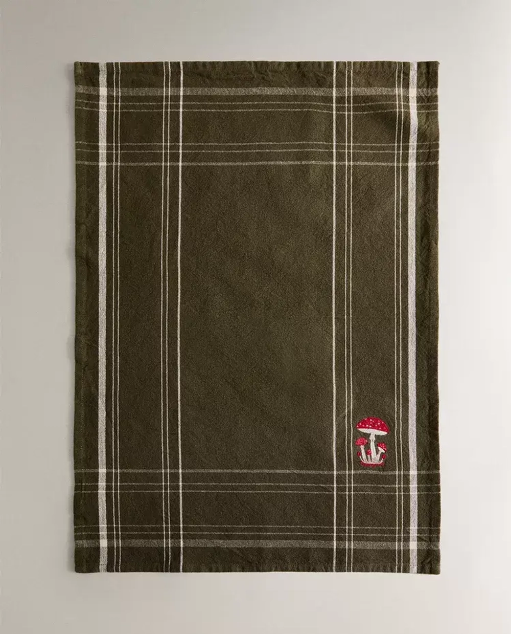 ZARA HOME КУХОННОЕ ПОЛОТЕНЦЕ С ЦВЕТОЧНОЙ ВЫШИВКОЙ, ЗЕЛЕНЫЙ