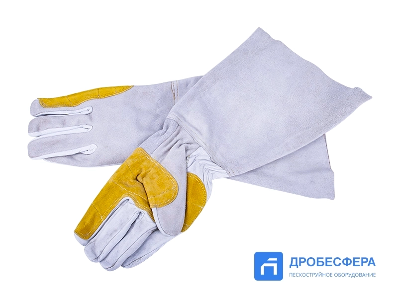 Перчатки пескоструйщика (кожа), серые, длинные арт. EXT grey long