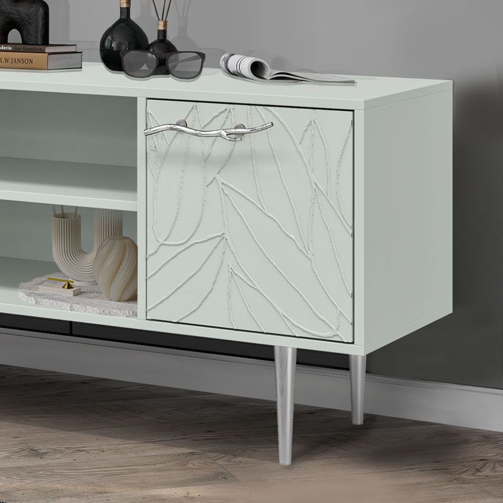 Тумба под ТВ Арт Колор leaves 117см Стайл Сильвер Серый дым