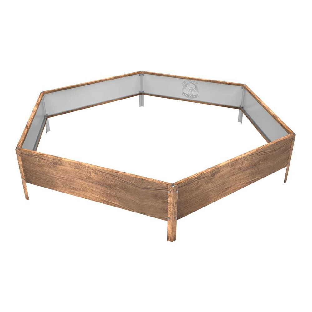 Клумба многоугольная оцинкованная с ножками 1 ярус Темное дерево