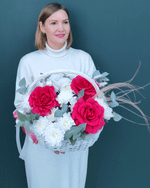 Цветочная корзина малиновая(00450)