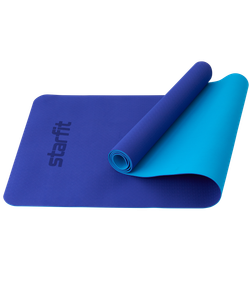 Коврик для йоги и фитнеса FM-201, TPE, 183x61x0,4 см, темно-синий/синий
