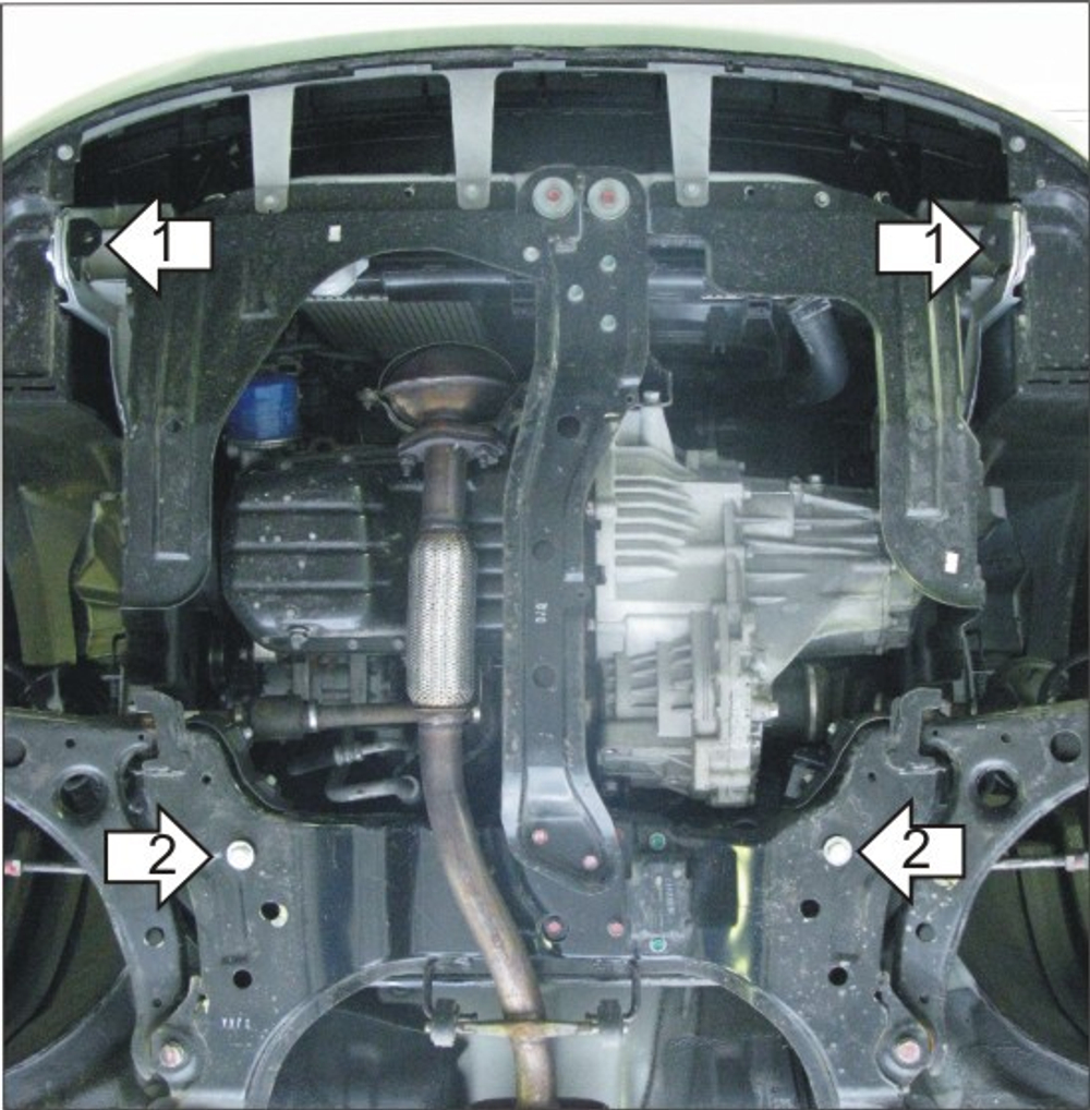 Усиленная защита Motodor картера двигателя, кпп. 2 мм, сталь. для Hyundai Matrix 2001-2010 арт.00910