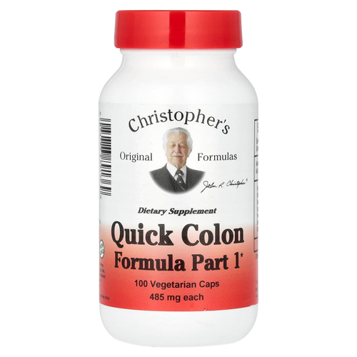 Christopher's Original Formulas, Quick Colon, средство для здоровья кишечника, этап 1, 485 мг, 100 вегетарианских капсул