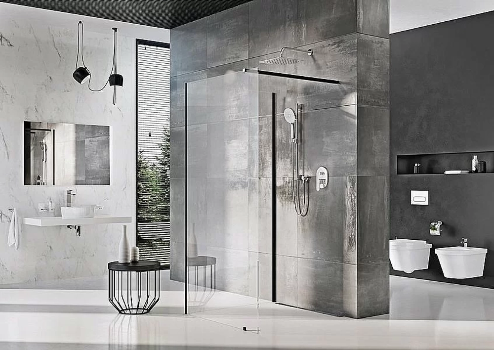 Душевое ограждение Ravak WALK-IN CORNER 110x80 черный/Transparent
