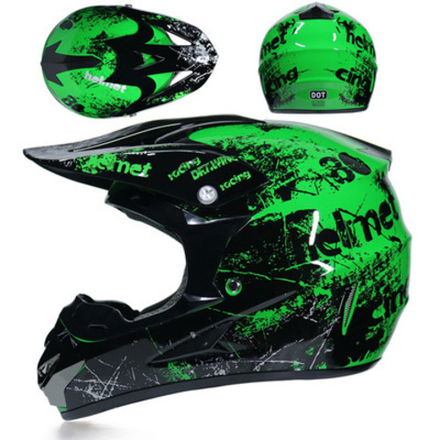 шлем кроссовый Drawing racing 80 чёрно-зелёный XL
