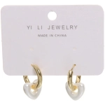 Серьги из гиппоалергенного металла со стразами «ПАЛУМНА», сердечки, цвет золото и серебро, 2,5см