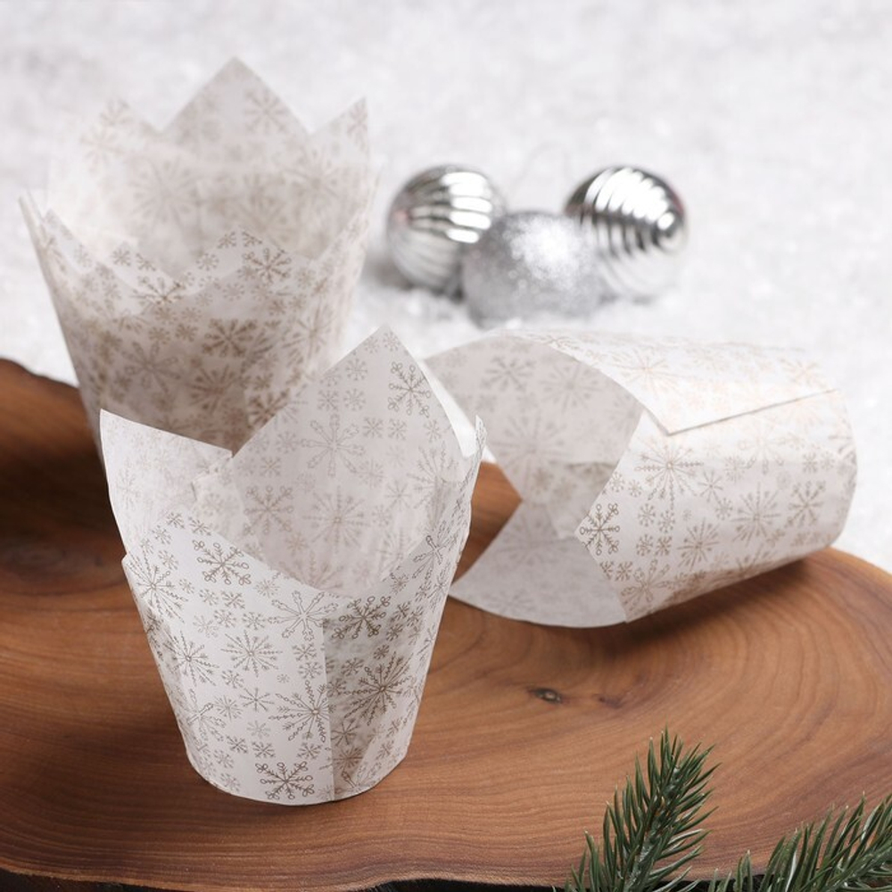 Форма Тюльпан Снежинки на белом 1 шт