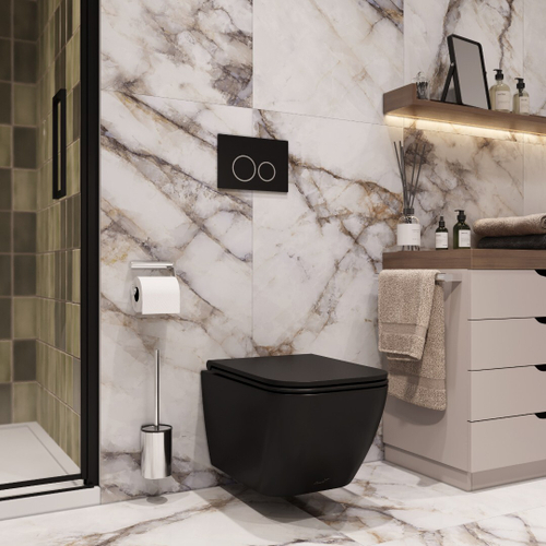 Унитаз MIMI Aria MB подвесной безободковый черный матовый, ТЕРМООБЖИГ (не плёнка) CT8920 Ceruttispa (510х350х355)