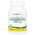 NaturesPlus, Витамин B12 с замедленным высвобождением, 2000 мкг, 60 таблеток