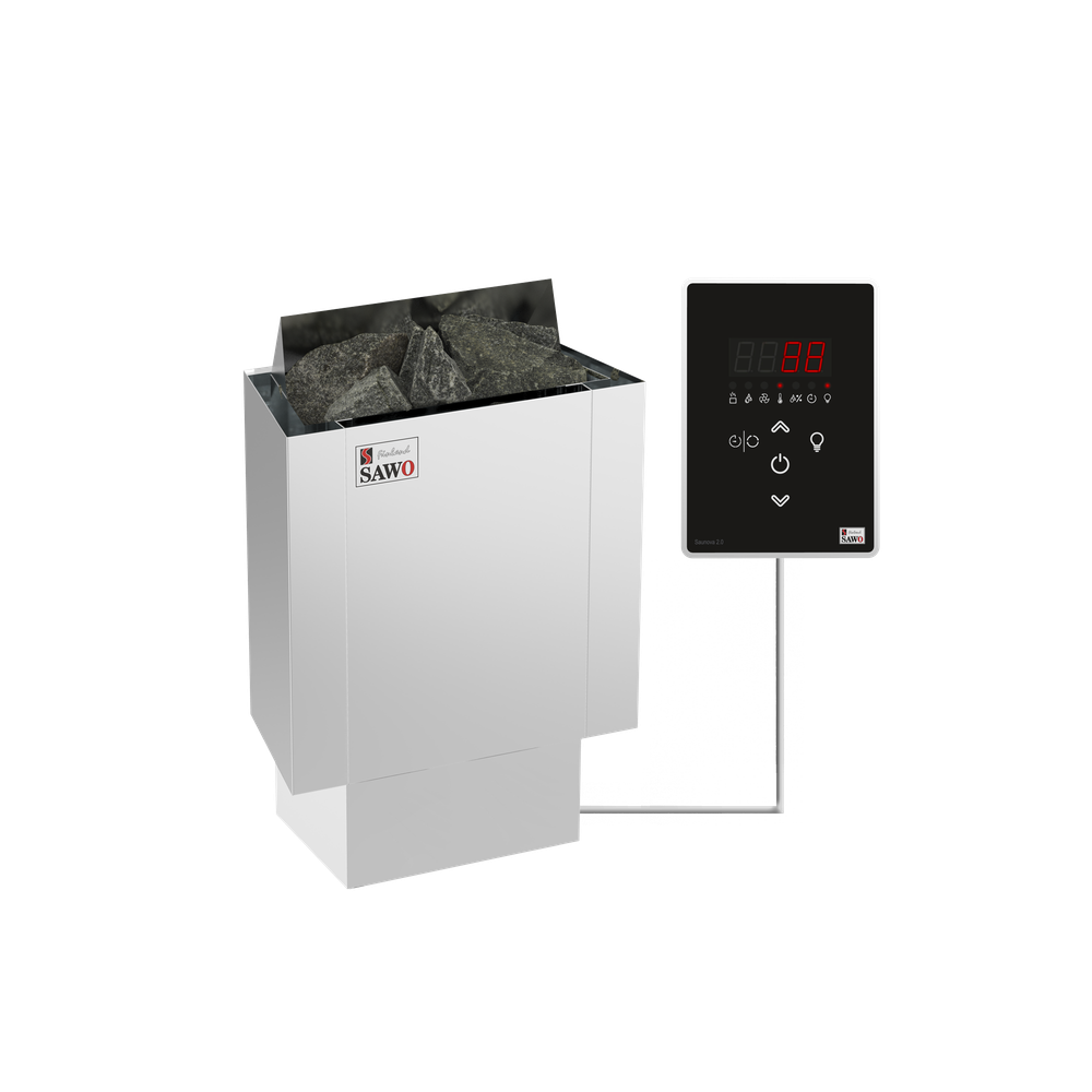 Электрическая печь SAWO NORDEX Mini NRMN-36Ni2-Z (3,6 кВт, внутри оцинковка, снаружи нержавейка), выносной пульт (встроенный блок мощности, пульт покупается отдельно)