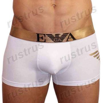 Мужские трусы боксеры белые с золотистой резинкой Emporio Armani