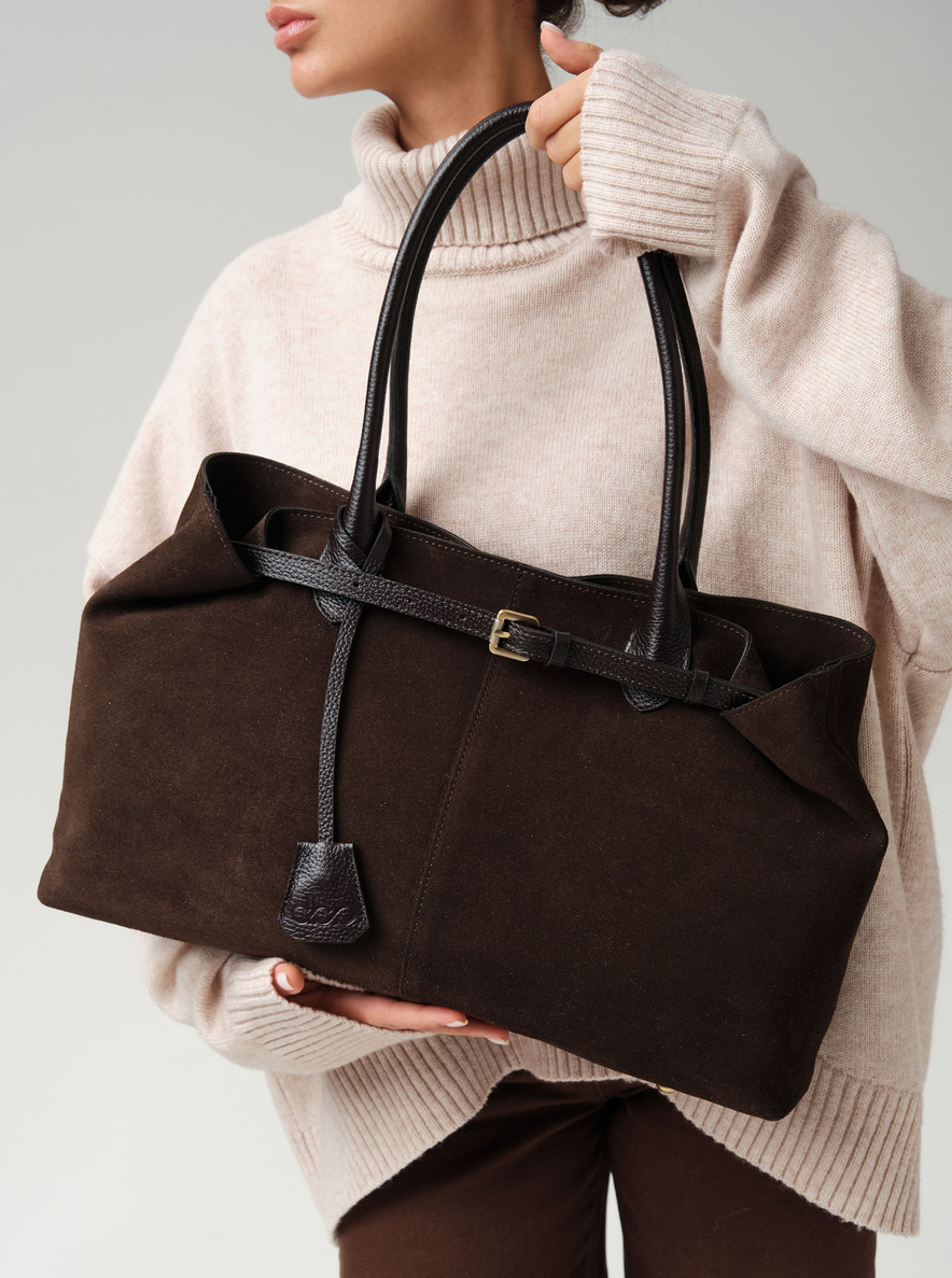 Замшевая сумка Daniela DBR 31375 черный каштан